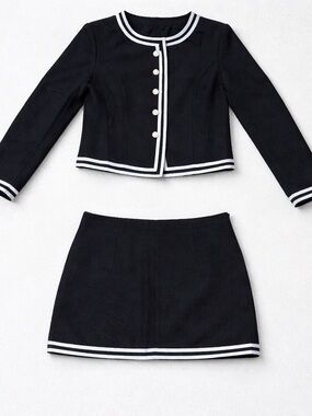 Women’s Outfit Set Black Top Long Sleeve & Short Skirt Size L